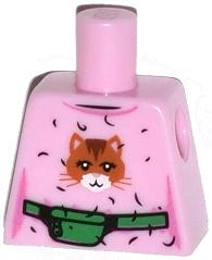 Torso Female Top with Cat Head, Hair and Green Money Belt Pattern