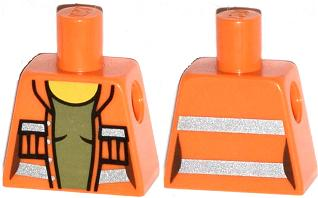 Torso Female Open Safety Vest with Silver Reflective Stripes over Olive Green Shirt Pattern