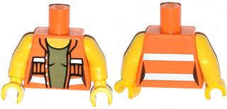 Torso Female Open Safety Vest with Silver Reflective Stripes over Olive Green Shirt Pattern / Yellow Arms / Yellow Hands