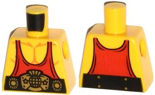 Torso Muscles with Red Tank Top and Black and Gold Belt Pattern