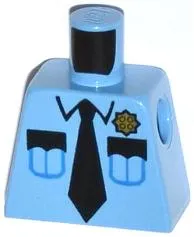 Torso Police Shirt with Gold Badge, 2 Pockets and Black Tie Pattern