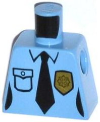Torso Female Police Uniform Shirt with Pocket, Gold Badge, Black Tie Pattern
