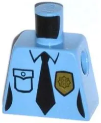 Torso Female Police Uniform Shirt with Pocket, Gold Badge, Black Tie Pattern