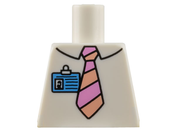 Torso Simpsons Shirt with Collar, Bright Pink and Light Nougat Striped Tie, Medium Blue ID Badge Pattern