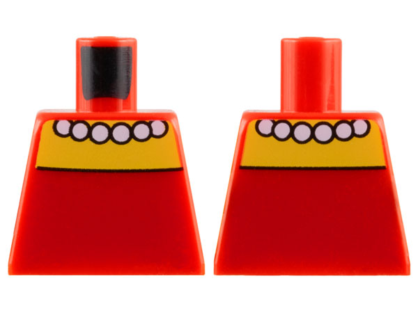 Torso Simpsons Strapless Dress, White Beaded Necklace, Yellow Neck and Shoulders Pattern