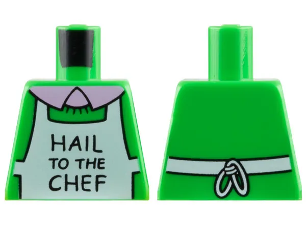 Torso Simpsons White Apron with Black 'HAIL TO THE CHEF' over Sweater, Bright Pink Undershirt with Collar Pattern