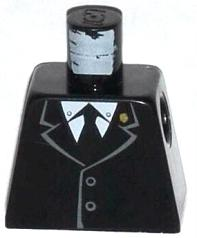 Torso Jacket Buttoned with Gold Badge on Collar, White Shirt and Black Tie Pattern