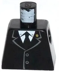 Torso Jacket Buttoned with Gold Badge on Collar, White Shirt and Black Tie Pattern