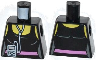 Torso Female Top with Pink Belt and Music Player Pattern