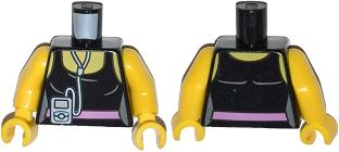 Torso Female Top with Pink Belt and Music Player Pattern / Yellow Arms / Yellow Hands