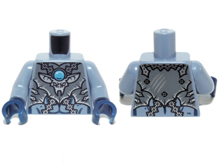 Torso Chima Dark Bluish Gray Armor, Silver Buckles, Bat Pendant and Dark Azure Round Jewel (Chi) Pattern / Sand Blue Arms / Dark Blue Hands