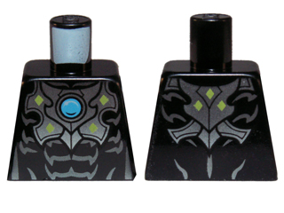 Torso Chima Silver Armor, Muscles and Blue Round Jewel (Chi) Pattern