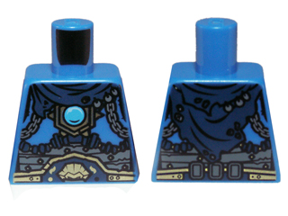 Torso Chima Dark Blue Scarf, Gold Chains, Dark Blue Belt and Dark Azure Round Jewel (Chi) Pattern