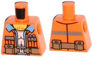 Torso Safety Vest with Reflective Stripe, Medium Blue Shirt, Hairy Chest, Brown Belt with Pouches Pattern