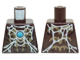 Torso Chima Bare Chest with Spider Web, Dark Tan Spider and Blue Round Jewel (Chi) Pattern