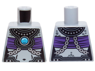 Torso Chima Female Outline with Black Armor, Dark Purple Top and Blue Round Jewel (Chi) Pattern