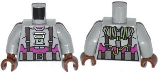 Torso Armor with Suspenders and Utility Belt over Purple Shirt Pattern / Light Bluish Gray Arms / Reddish Brown Hands