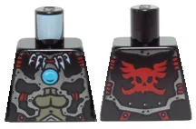Torso Chima Silver Armor, Muscles, Bone Necklace, Red Winged Skull Emblem and Blue Round Jewel (Chi) Pattern