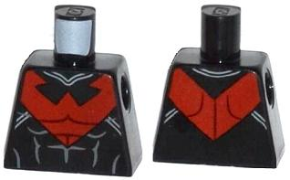 Torso Batman Nightwing Red V Logo and Muscles Pattern
