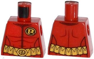 Torso Batman 'R' Symbol, Muscles Outline and Belt with Pockets Pattern