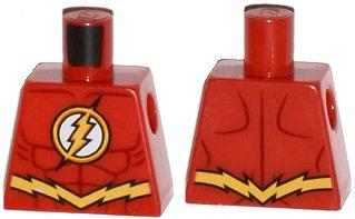 Torso Super Hero Costume Yellow Lightning Bolt in Circle Logo, Dark Red Muscles Outline, Jagged Belt Pattern (The Flash)