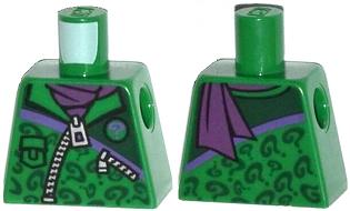 Torso Batman Zipper Jacket with Question Marks and Dark Purple Scarf Pattern