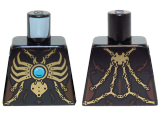 Torso Chima Gold Chains and Large Spider Pendant with Dark Azure Round Jewel (Chi) Pattern