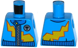 Torso Racing Jacket with Zipper and Yellow Lightning Bolt Pattern