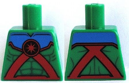 Torso Muscles Outline with Red Straps, Medallion and Blue Top Pattern