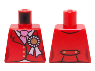 Torso Riding Jacket with Gold Buttons, Award Ribbon, and Dark Pink Ascot Pattern