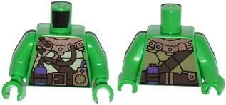 Torso Turtle Shell with Gauge and Purple Diving Bottles Pattern / Bright Green Arms / Bright Green Hands