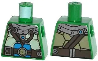 Torso Turtle Shell with Gauge and Blue Diving Bottles Pattern