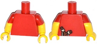 Torso Simpsons Plain with Slingshot Pattern / Yellow Arms with Molded Red Short Sleeves Pattern / Yellow Hands