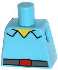 Torso Simpsons Shirt Open Collar with Dark Bluish Gray Belt with Red Buckle Pattern