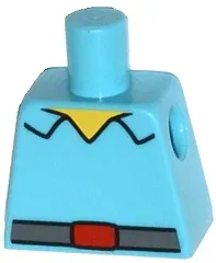 Torso Simpsons Shirt Open Collar with Dark Bluish Gray Belt with Red Buckle Pattern