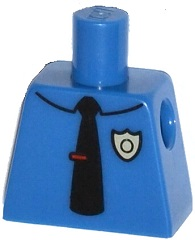 Torso Simpsons Police Shirt with Collar, Tan Badge, Black Tie with Red Clip Pattern