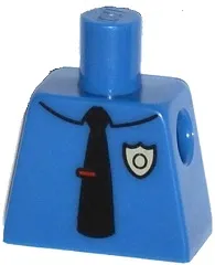 Torso Simpsons Police Shirt with Collar, Tan Badge, Black Tie with Red Clip Pattern