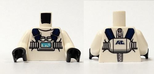 Torso Protective Suit with Back Zipper and Astor City 'AC' Pattern / White Arms / Black Hands