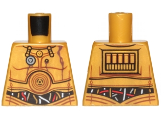 Torso SW C-3PO with Red and White Wires, Oil Stains and Silver Robot Limiter Pattern