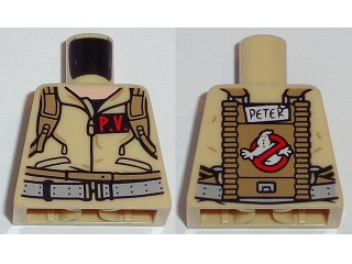 Torso Ghostbusters Jumpsuit with 'P.V.' ID Badge and 'PETER' on Reverse Pattern