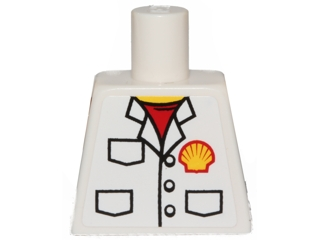 Torso Shirt with Pockets, Buttons, Red Undershirt and Shell Logo Pattern (Sticker)