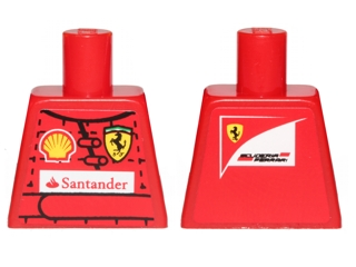 Torso Racing Suit with Ferrari, Shell, and Santander Logos on Front, Scuderia Ferrari Logo on Back Pattern (Stickers)