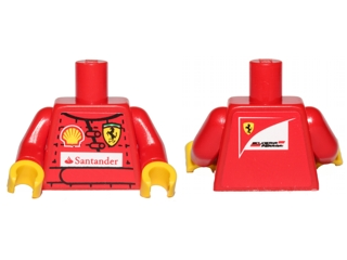 Torso Racing Suit with Ferrari, Shell, and Santander Logos on Front, Scuderia Ferrari Logo on Back Pattern (Stickers) / Red Arms / Yellow Hands