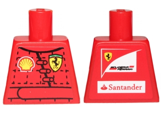 Torso Racing Suit with Ferrari and Shell Logos on Front, Scuderia Ferrari and Santander Logos on Back Pattern (Stickers)