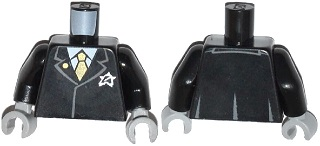 Torso Agents Suit with Ultra Agents Logo and Gold Tie Pattern / Black Arms / Light Bluish Gray Hands