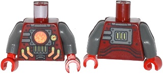Torso Agents Robot with Furnace with Gauge and Piping Pattern / Dark Bluish Gray Arms / Red Hands