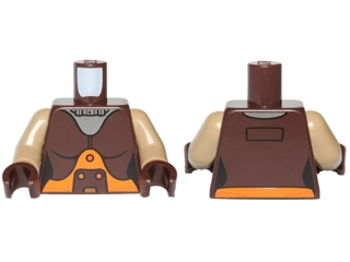 Torso Female Space Jumpsuit with Orange Belt and Silver Neck Plate Pattern (SW Hera Syndulla) / Dark Tan Arms / Dark Brown Hands