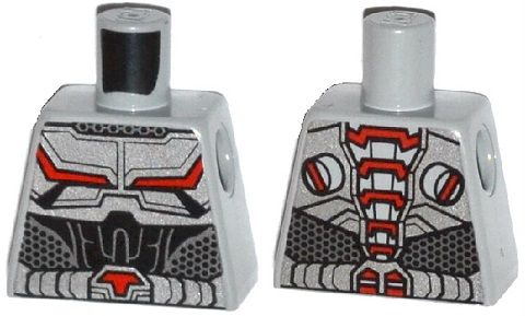 Torso Armor with Black and Red Lines on Chest and Silver Belt with Red Buckle Pattern