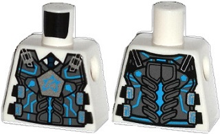 Torso Body Armor with Dark Azure Ultra Agents Logo on Silver Pentagon over Shirt and Dark Blue Tie Pattern