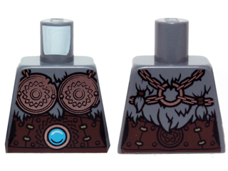 Torso Chima Female with Copper Breastplates and Chains and Dark Azure Round Jewel (Chi) Pattern